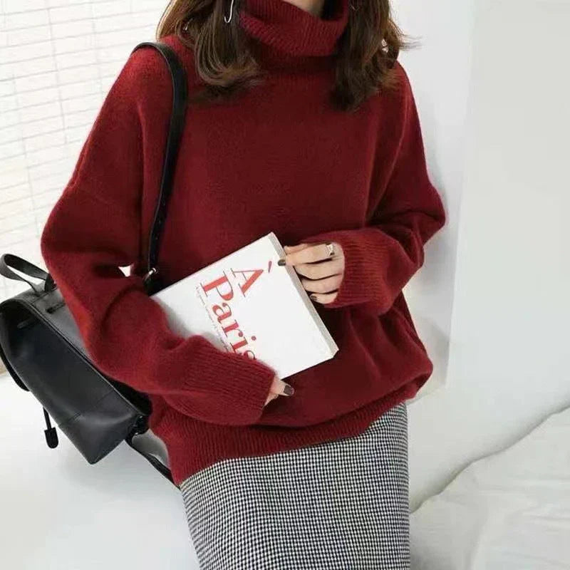 Kayla | High Collar Loose Knitted Sweater