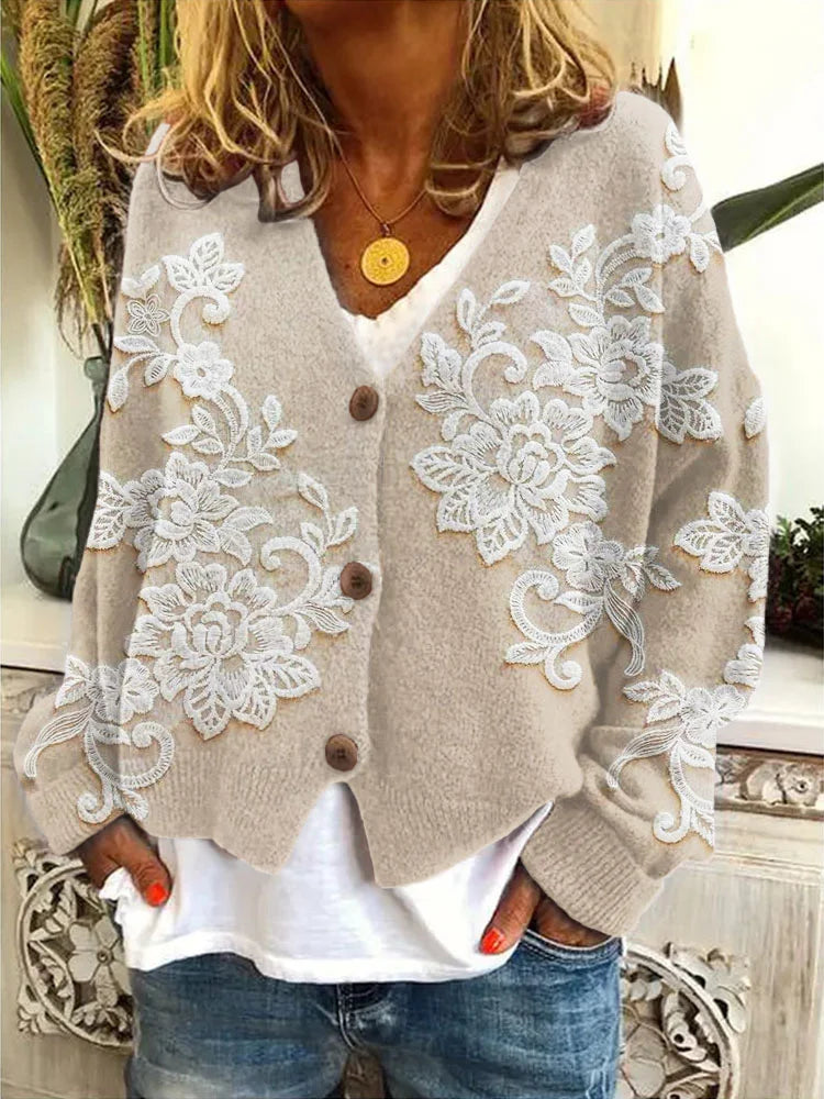 Luna | Floral Lace Knit Cardigan