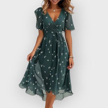 Daisy | Stylish V-Neck Floral Midi Dress