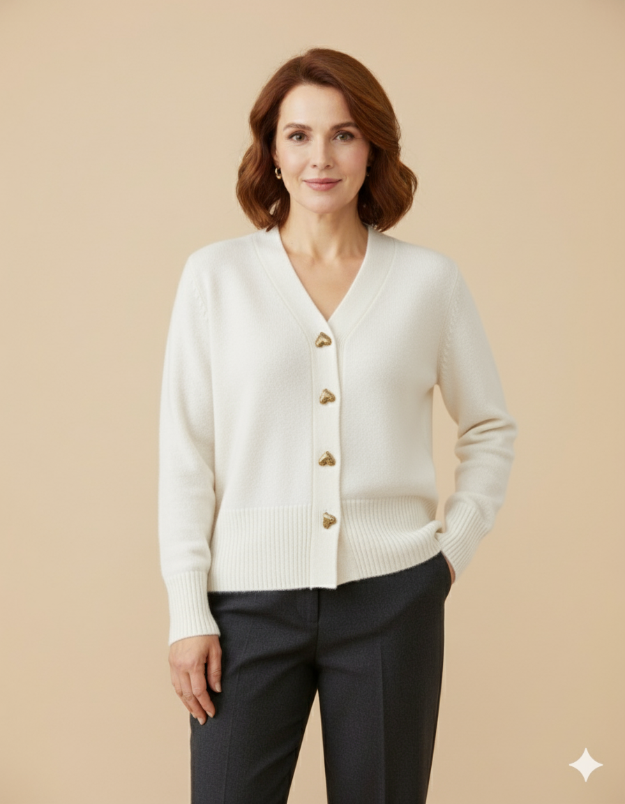 Chasie | Elegant Heart Button Cardigan