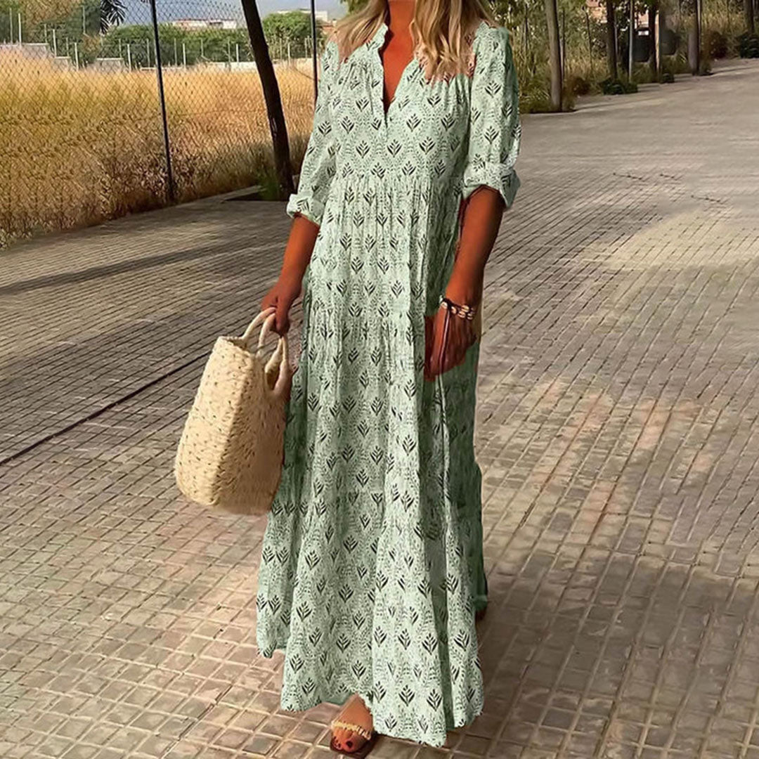 Mia | Bohemian V-Neck Maxi Dress