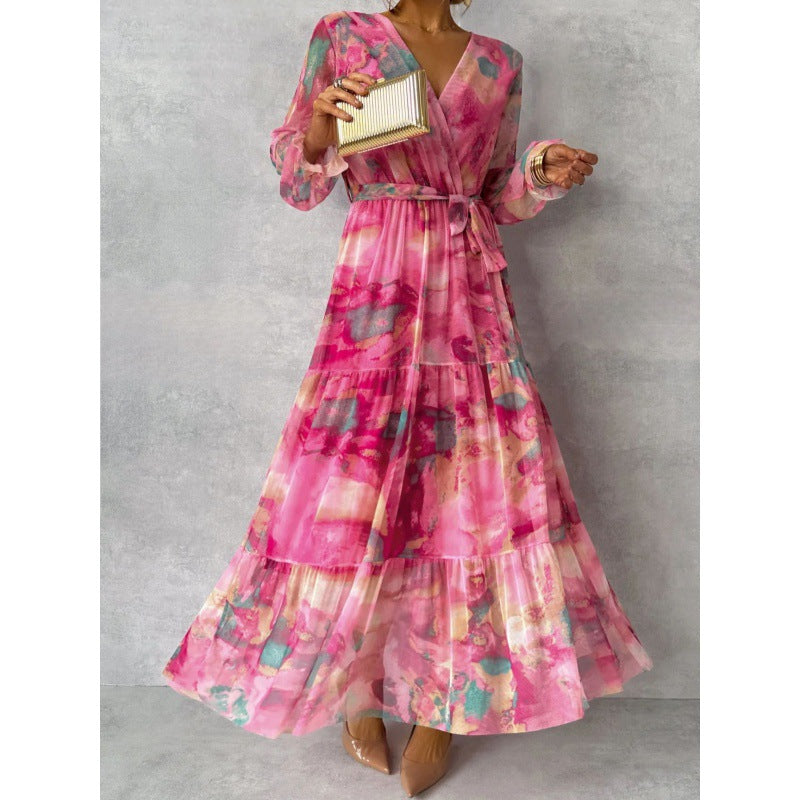 Trinity | Pleated V-Neck Boho Maxi Dress