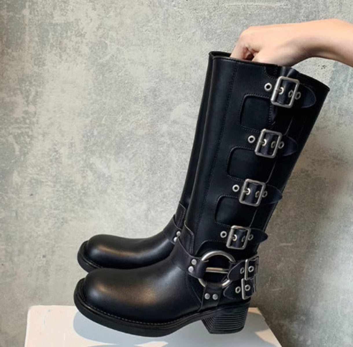 POTENCIANA | Classic Buckled Ankle Motorcycle Boots