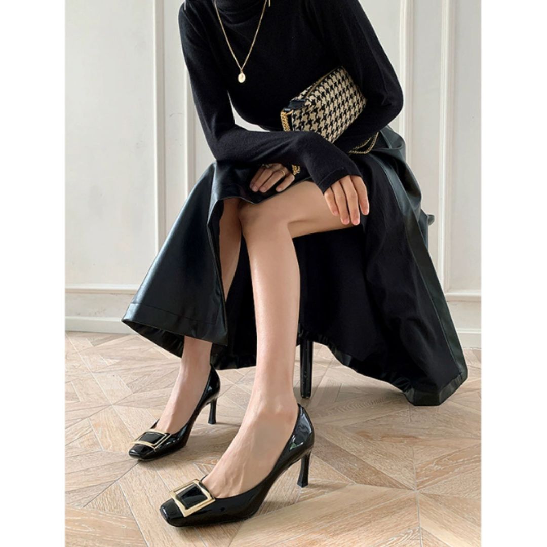 Narella | Elegant mid-heel sandals with square toe