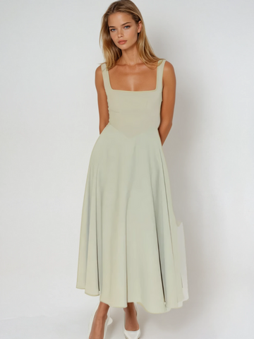 Trinity | Elegant Solid Sleeveless A-Line Midi Dress