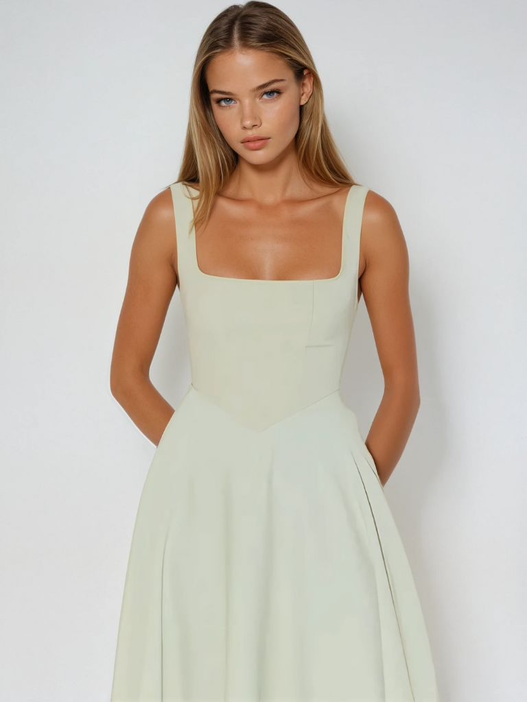 Trinity | Elegant Solid Sleeveless A-Line Midi Dress