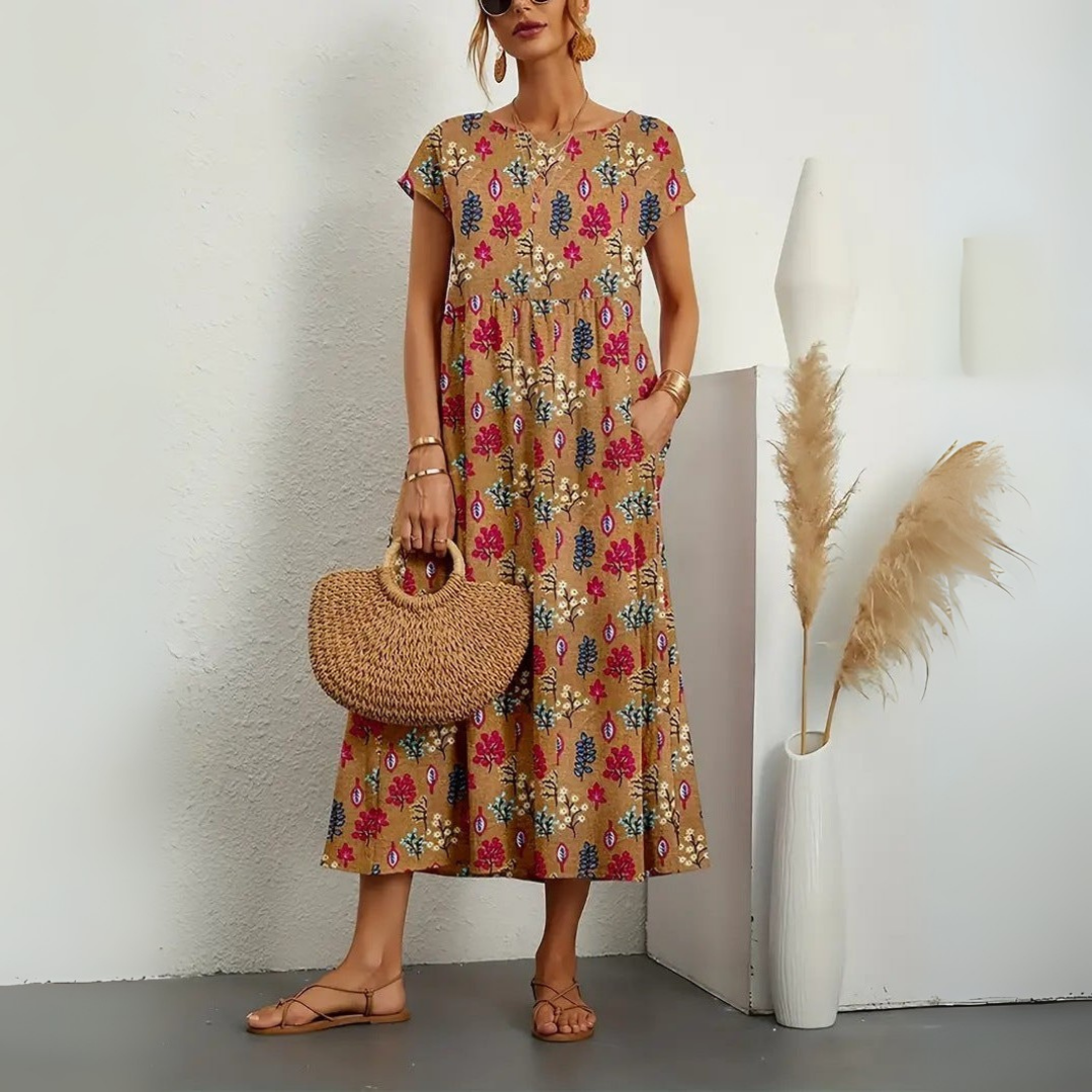 Ivory | Floral Print Midi Dress