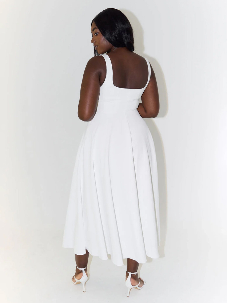 Trinity | Elegant Solid Sleeveless A-Line Midi Dress