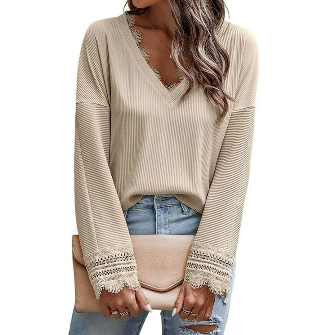 Ava | Chic V-Neck Long-Sleeve Knit Sweater