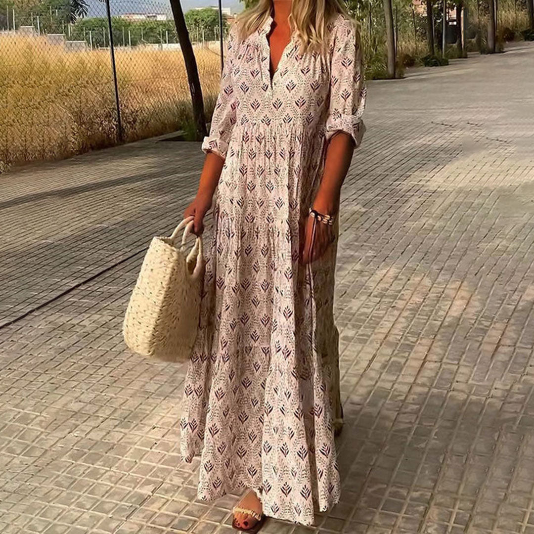 Mia | Bohemian V-Neck Maxi Dress