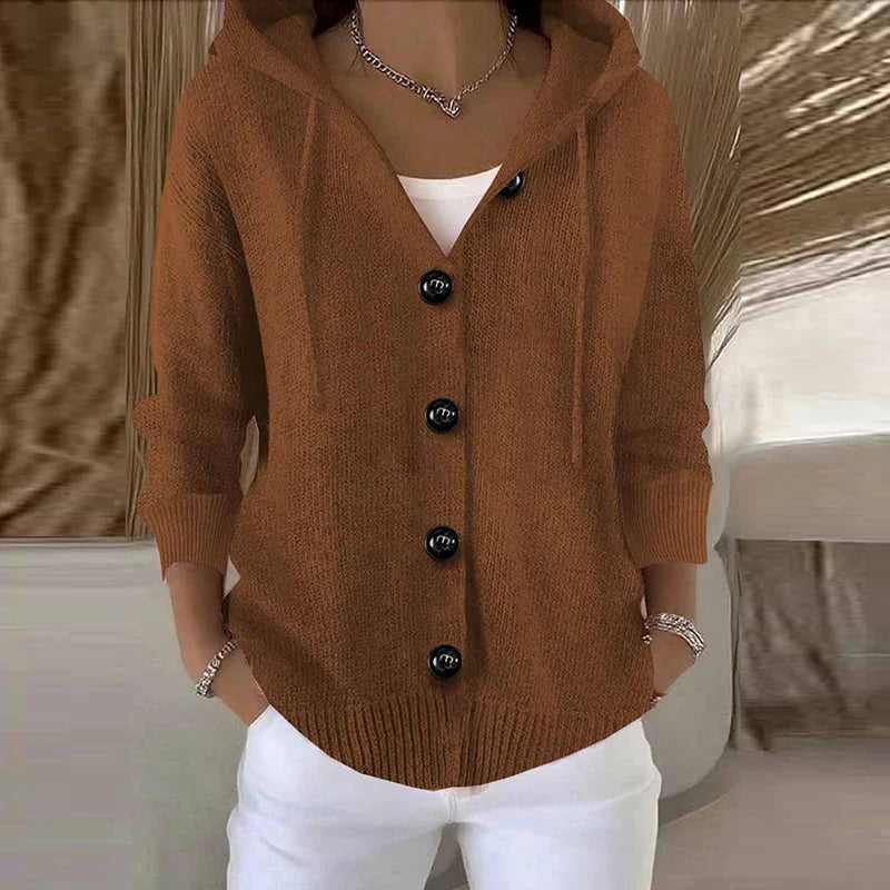 Aurelia | Women’s Hooded Knit Button Sweater