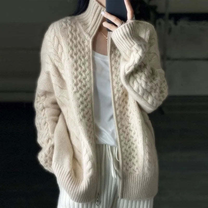 Clara | Cashmere Turtleneck Knitted Cardigan