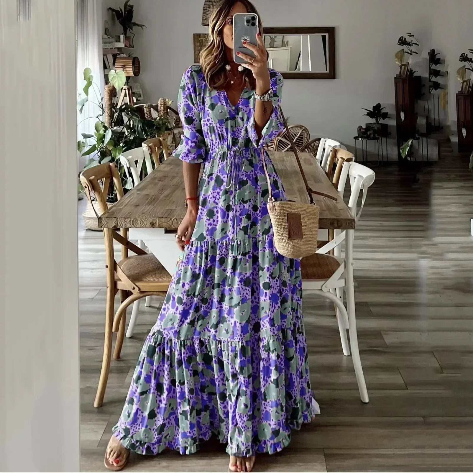 Crizza | Bohemian Floral Tiered Maxi Dress