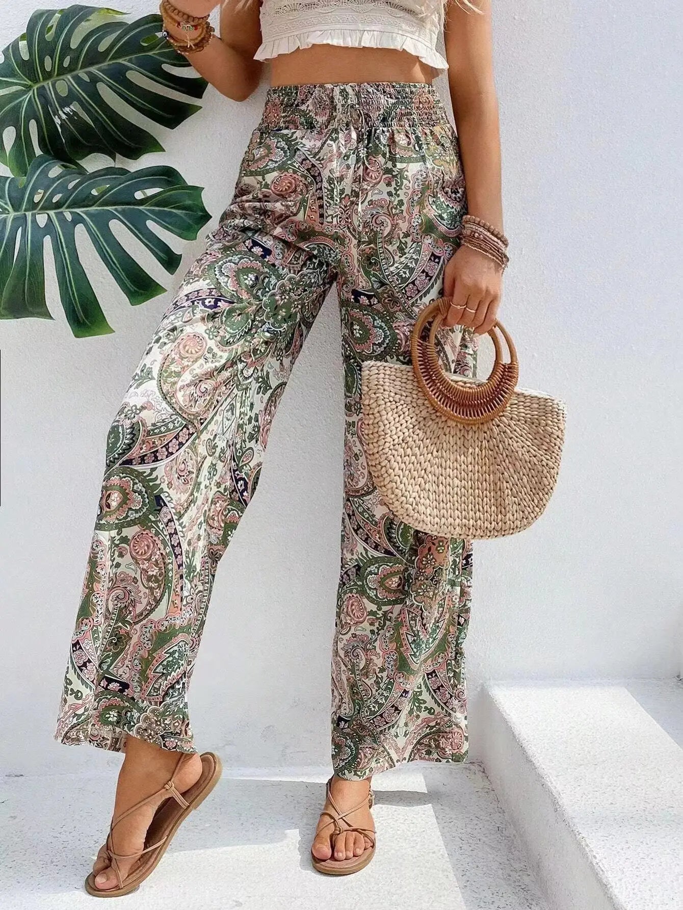 Olivia | Retro Floral Wide-Leg Trousers