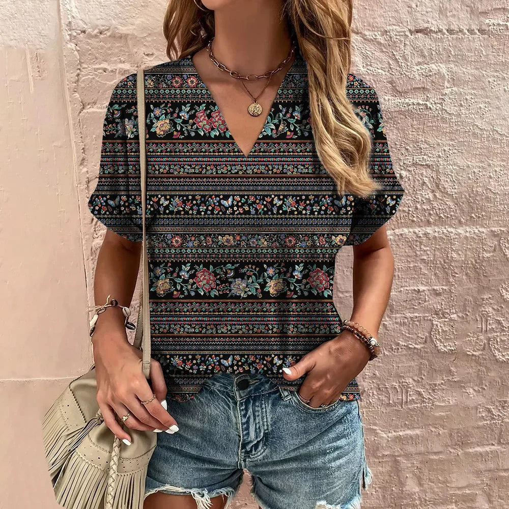 Lily | Floral V-Neck Tummy Covering Top