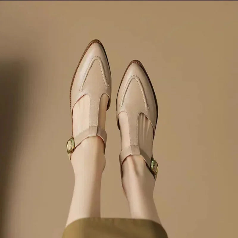 Aurenza | Confident Buckle Strap Low Heel Shoes