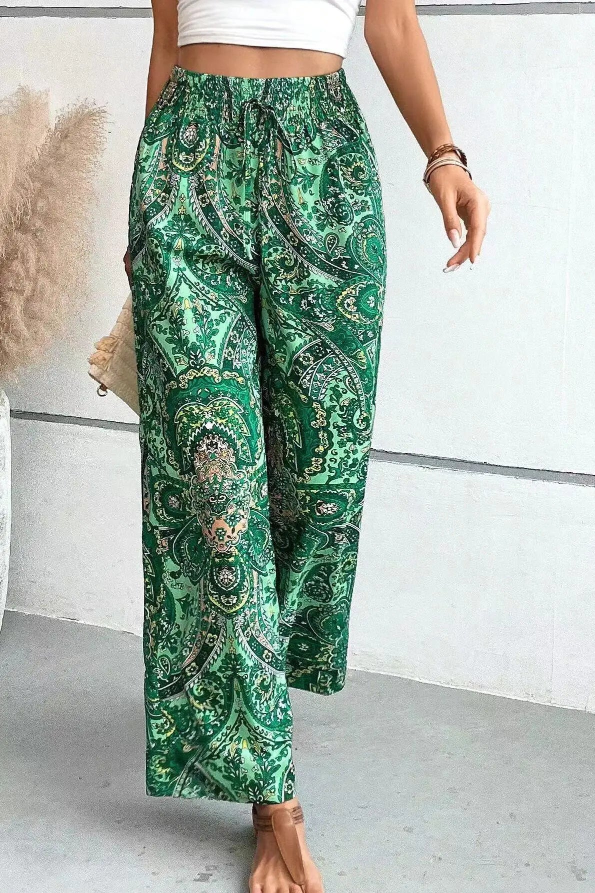 Olivia | Retro Floral Wide-Leg Trousers