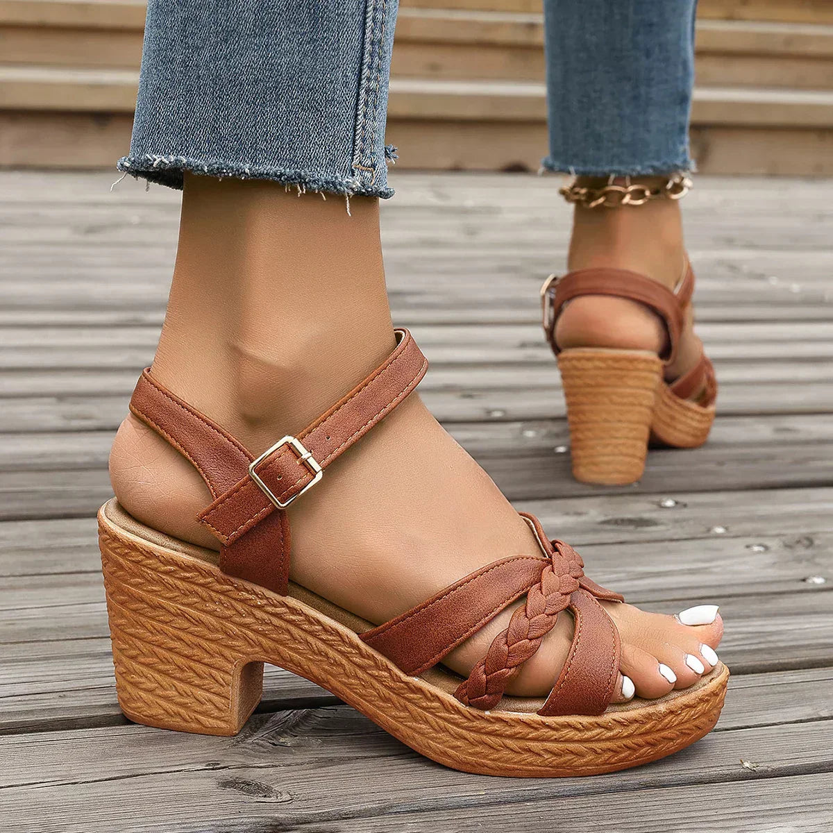 Melodie | Braided Strap Platform Sandals