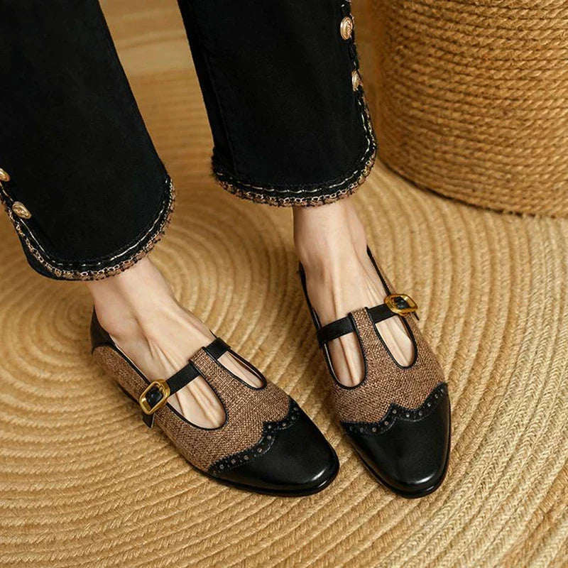 Genira | Vintage T-Strap Block Heel Shoes