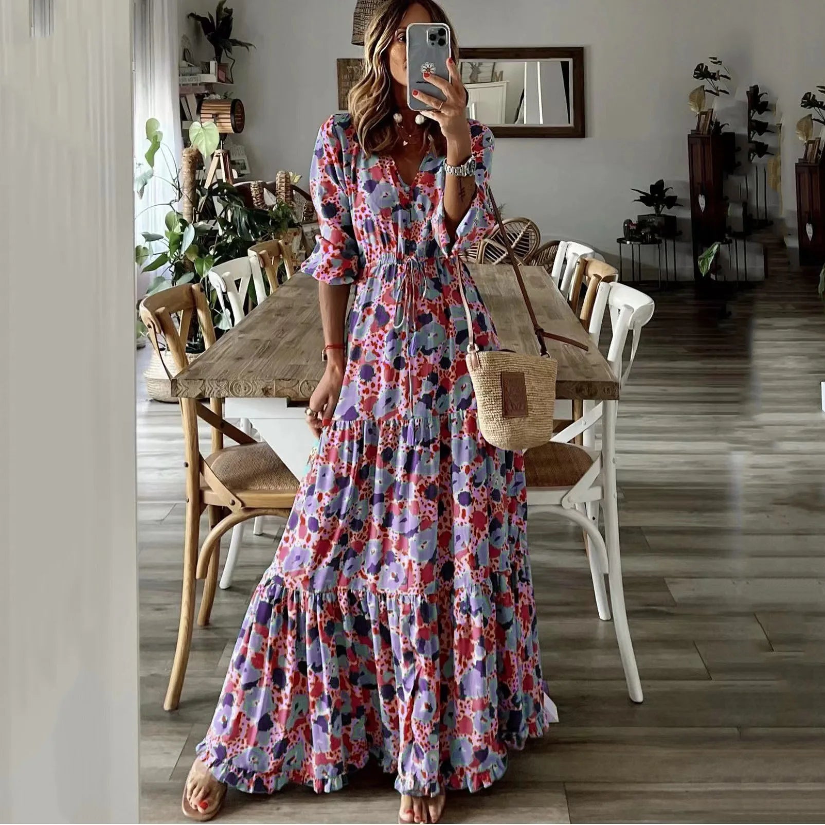 Crizza | Bohemian Floral Tiered Maxi Dress