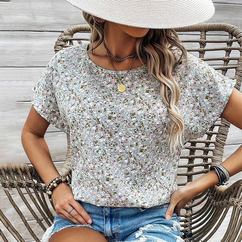 Sky | Subtle Flower Top