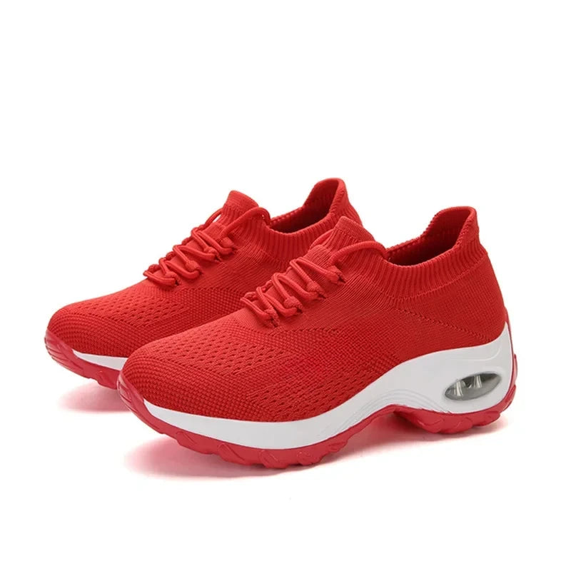 Women Tennis Shoes Breathable Mesh Height-increasing Slip-on Female Sock Footwear Outdoor Women Sneakers Thick Bottom Platforms