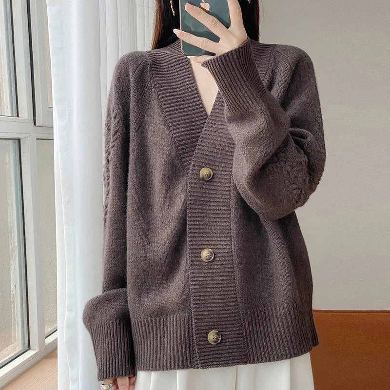 Aurelia | Oversized Wool Knit Open Cardigan