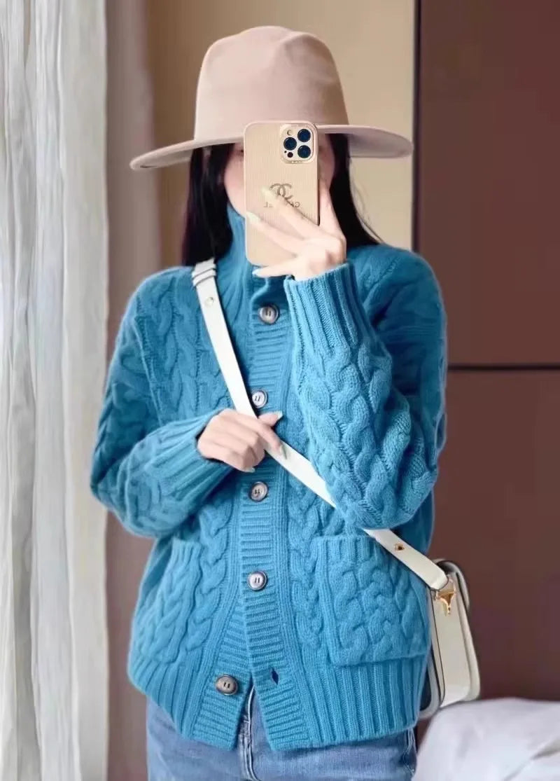 Selena | Luxe Cashmere Turtleneck Cardigan