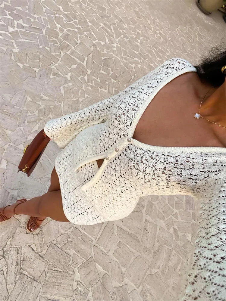 Aria | Chic Knit Hollow Out Two-Piece Set