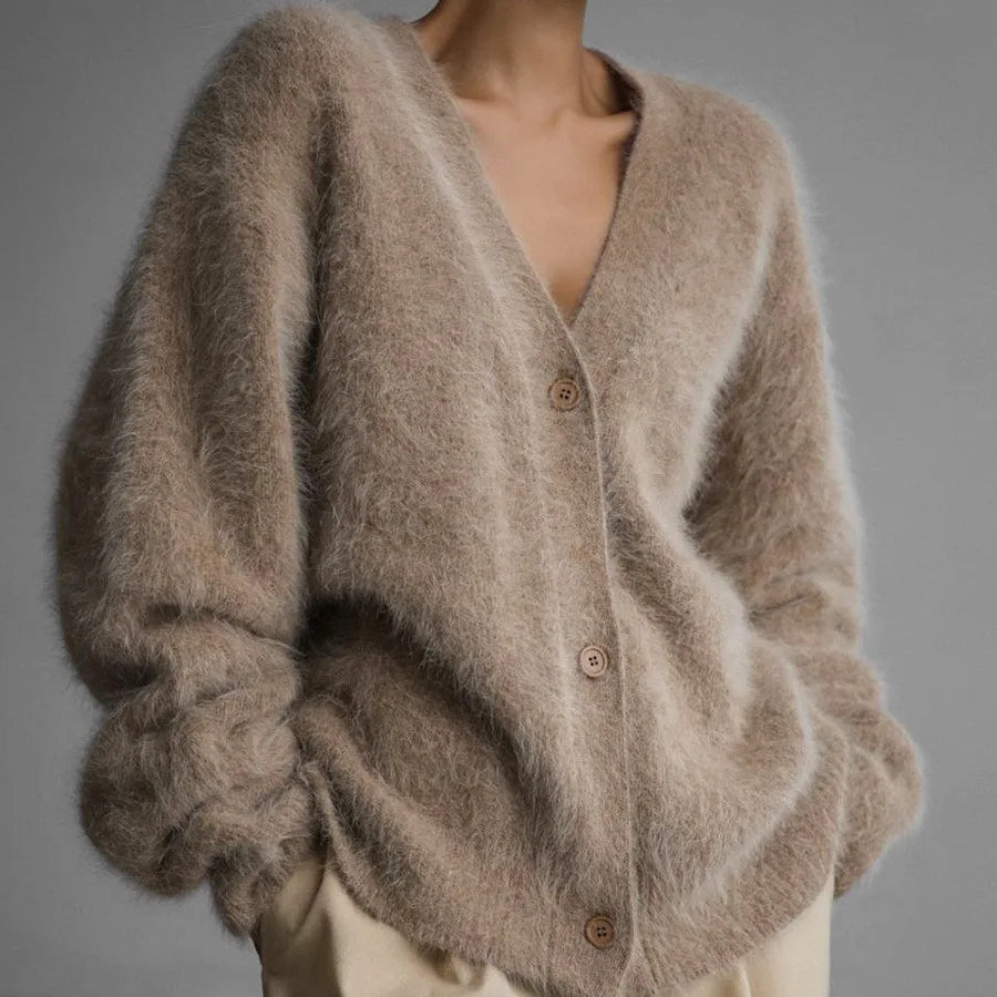 Aria | Faux Mink Wool Knitted Cardigan