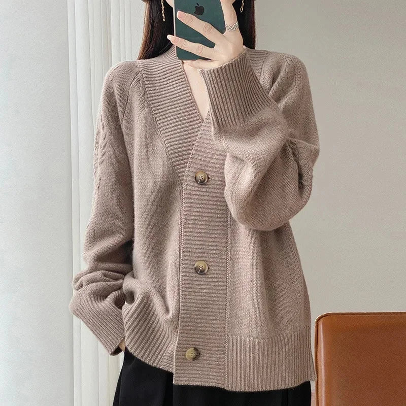 Aurelia | Oversized Wool Knit Open Cardigan