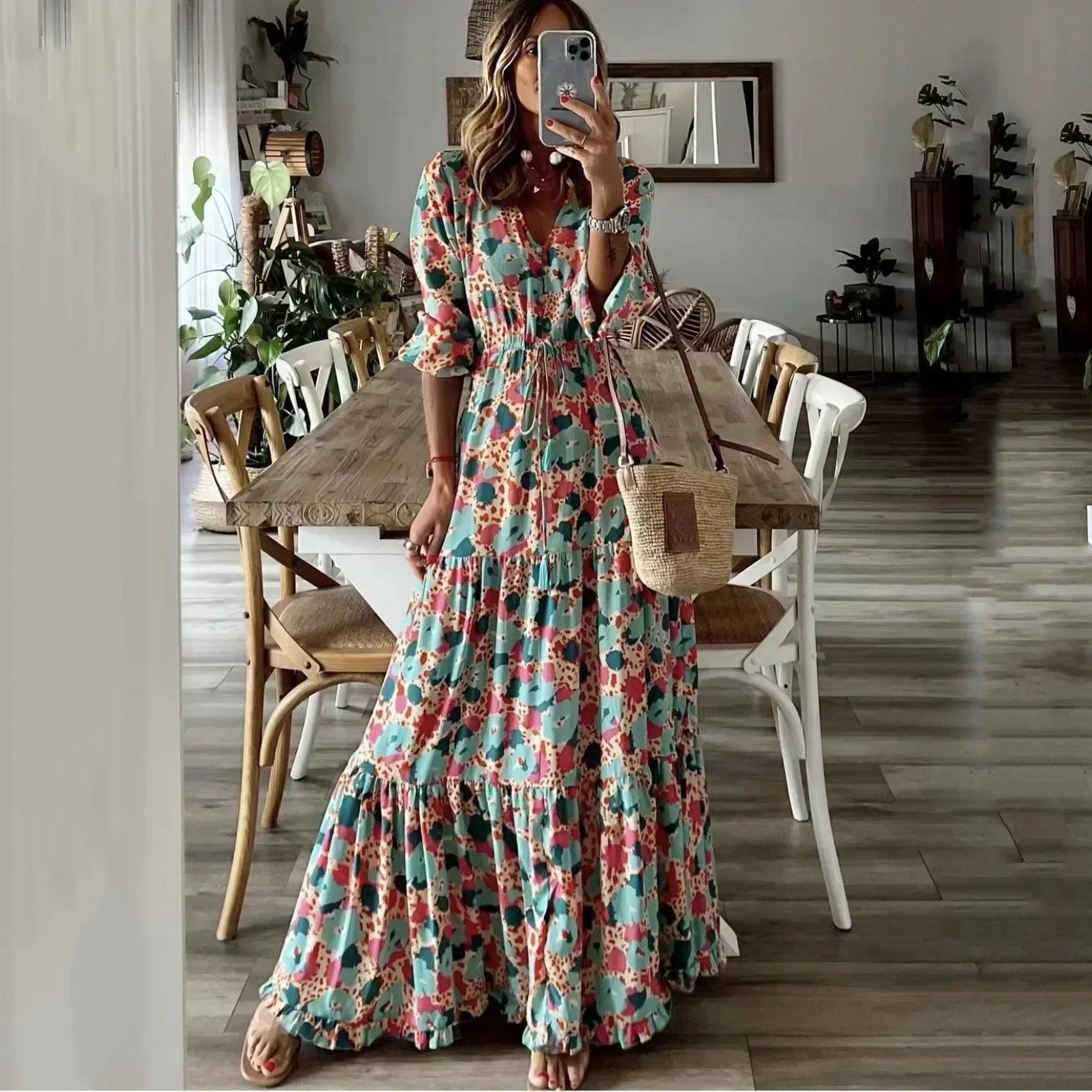 Crizza | Bohemian Floral Tiered Maxi Dress
