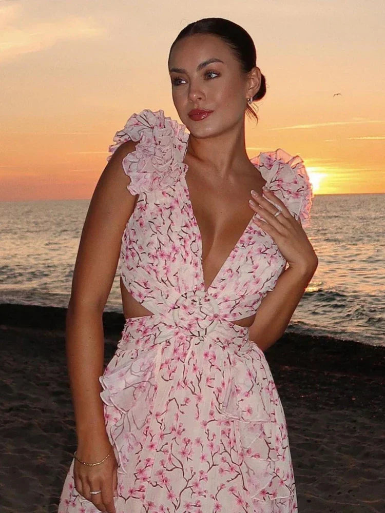 Lexi | Elegant Backless Ruffles Maxi Dress