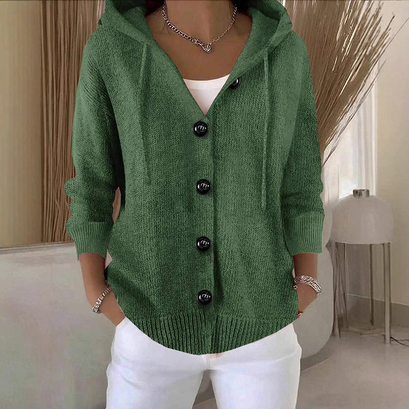 Aurelia | Women’s Hooded Knit Button Sweater