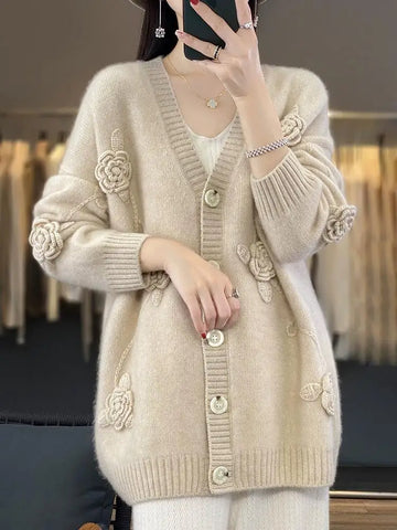Elora | Wool Knitted Button Cardigan for Women