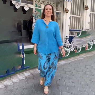 Avery | Chic Long Sleeve Top & Relaxed Pants Set