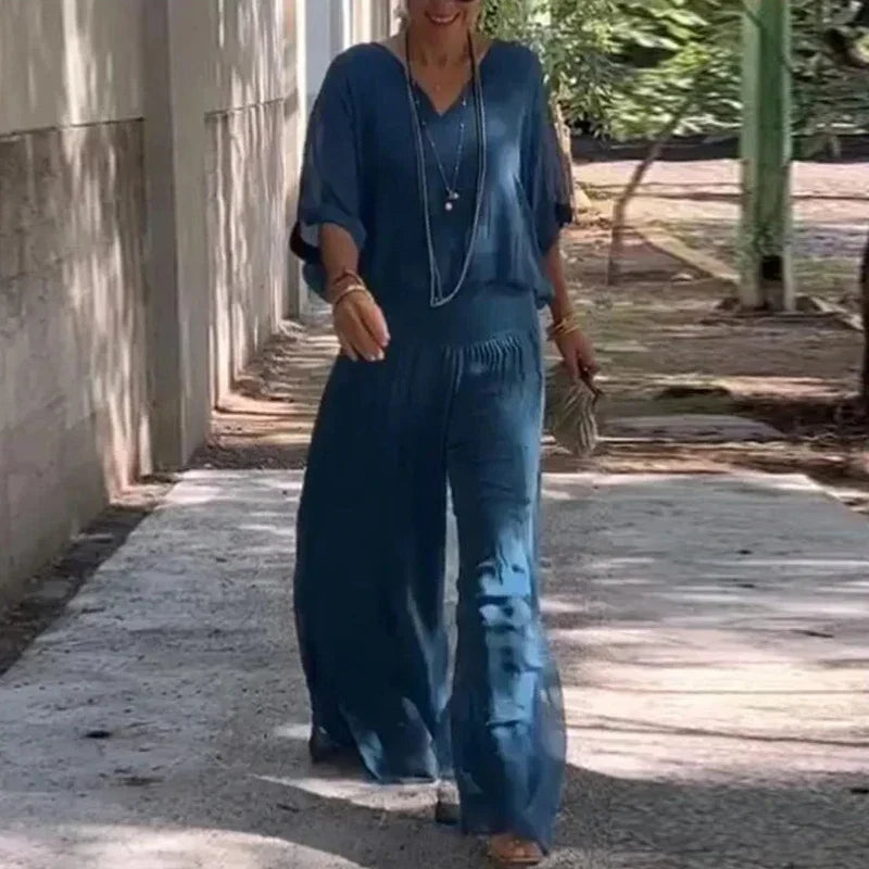 Ella | Chic Chiffon Top & Pants Two-Piece Set