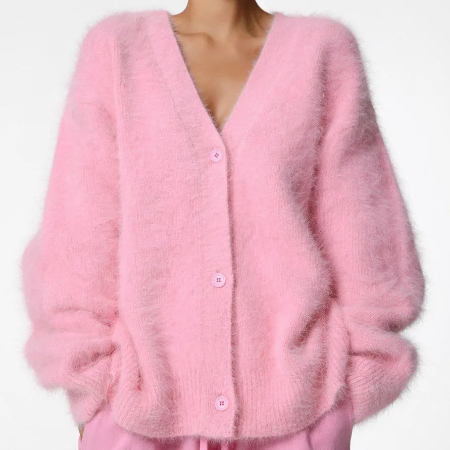 Aria | Faux Mink Wool Knitted Cardigan