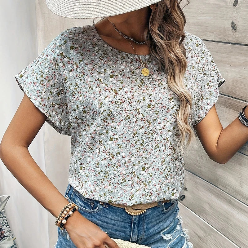 Sky | Subtle Flower Top