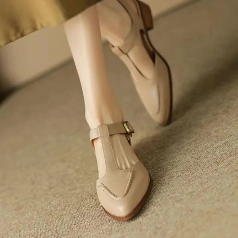 Aurenza | Confident Buckle Strap Low Heel Shoes