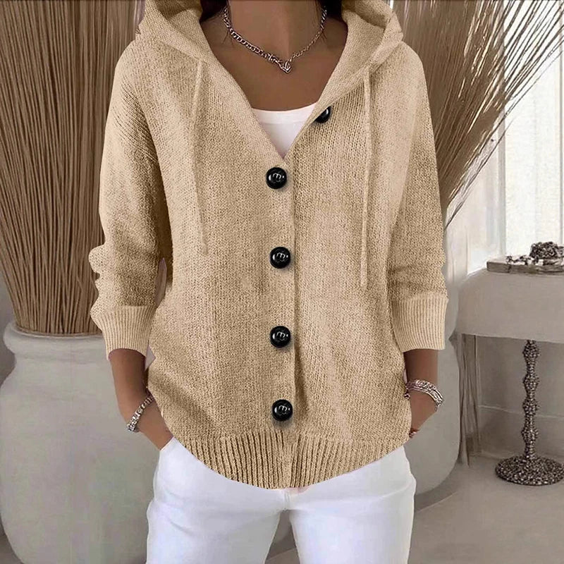 Aurelia | Women’s Hooded Knit Button Sweater