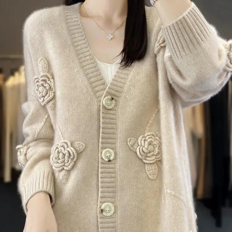 Elora | Wool Knitted Button Cardigan for Women