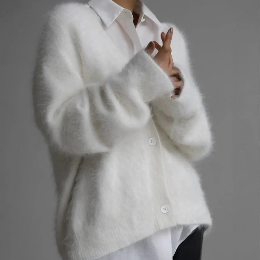 Aria | Faux Mink Wool Knitted Cardigan