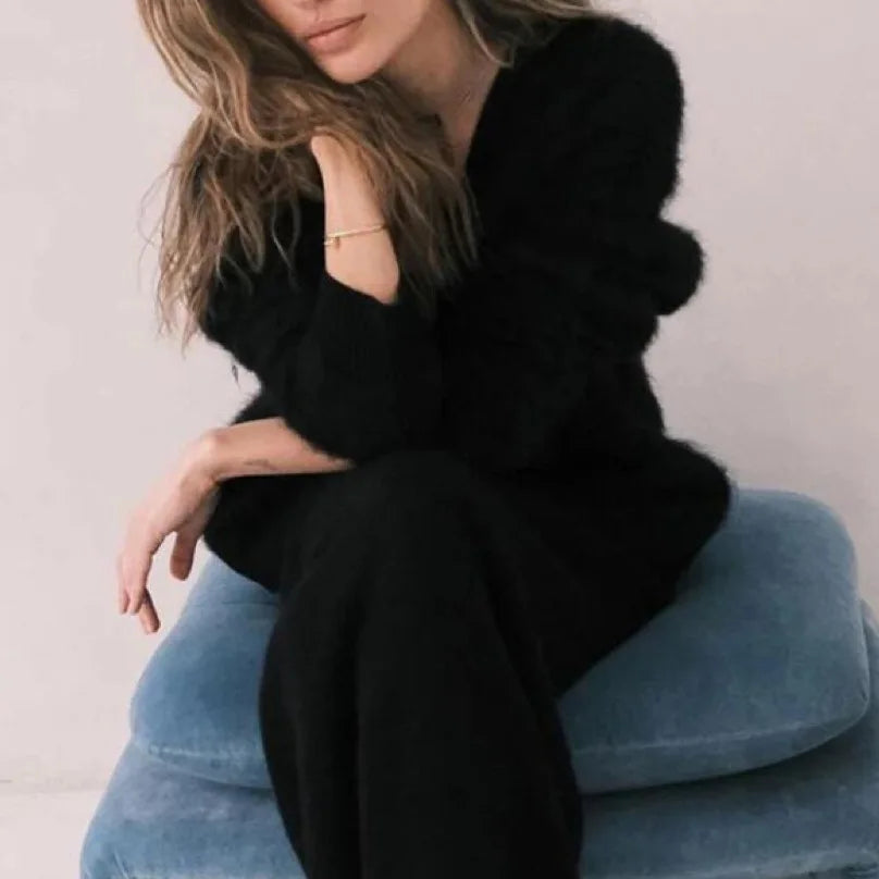 Aria | Faux Mink Wool Knitted Cardigan