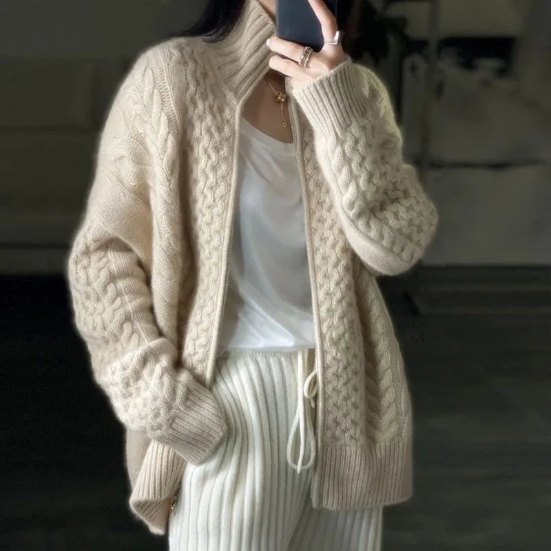 Clara | Cashmere Turtleneck Knitted Cardigan