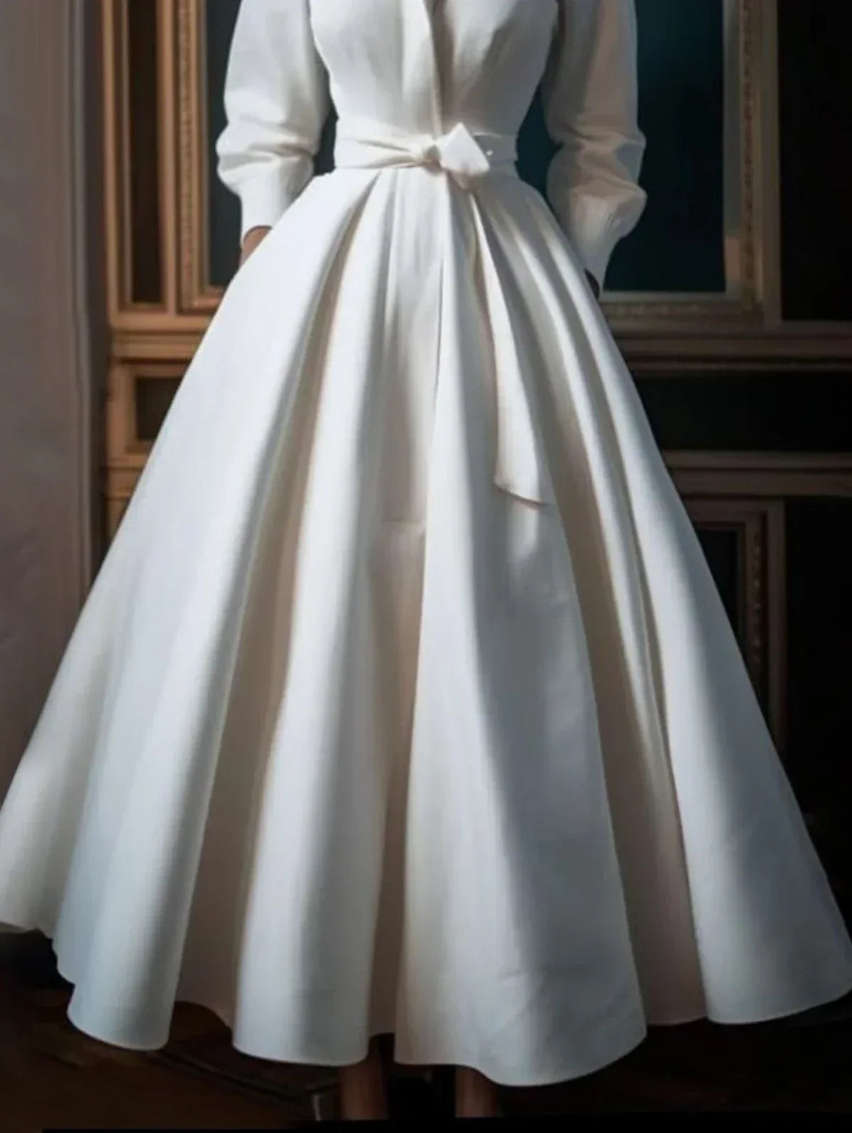 Aria | Sleek Stand Collar A-Line Maxi Dress