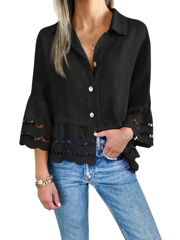 Emily Ruffle Hem Button-Up Blouse | Breezy Summer Style