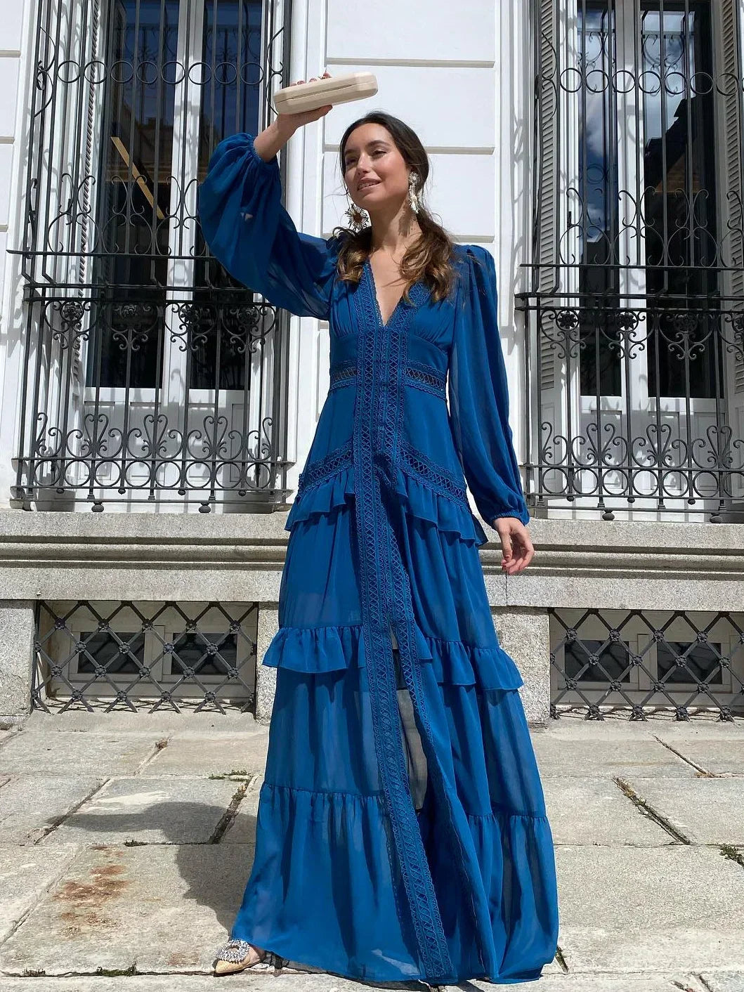 Sophia | Cozy V-neck Long Sleeve Maxi Dress