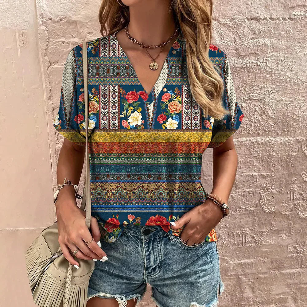 Lily | Floral V-Neck Tummy Covering Top