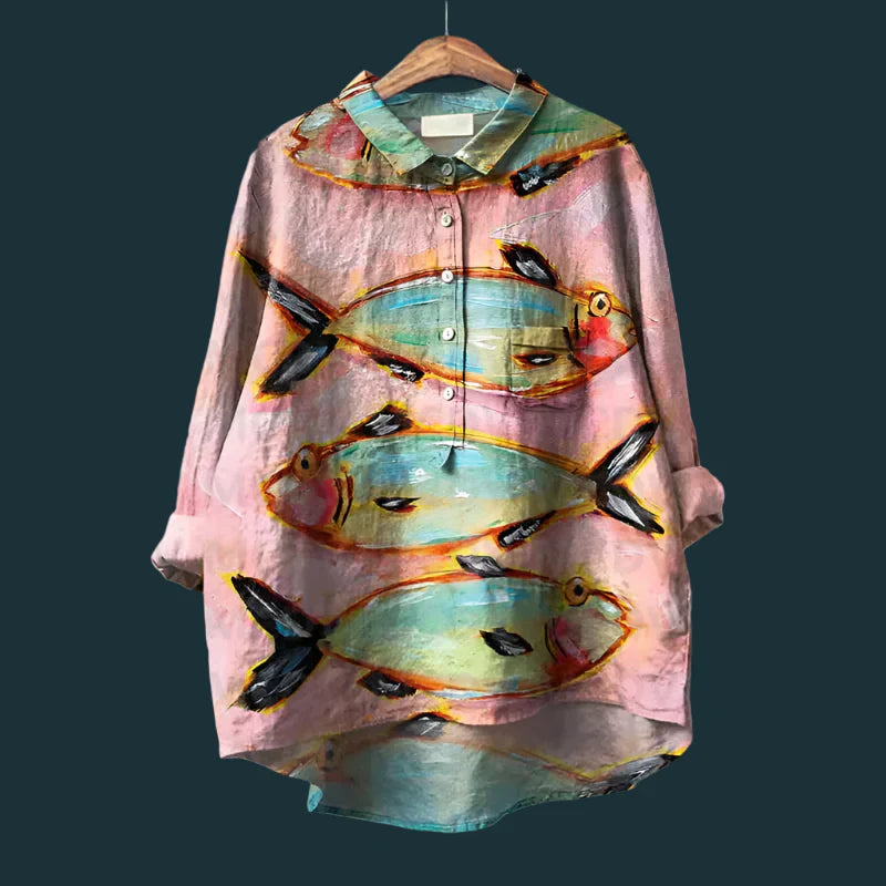 Ella | Stylish Retro Fish Pattern Top